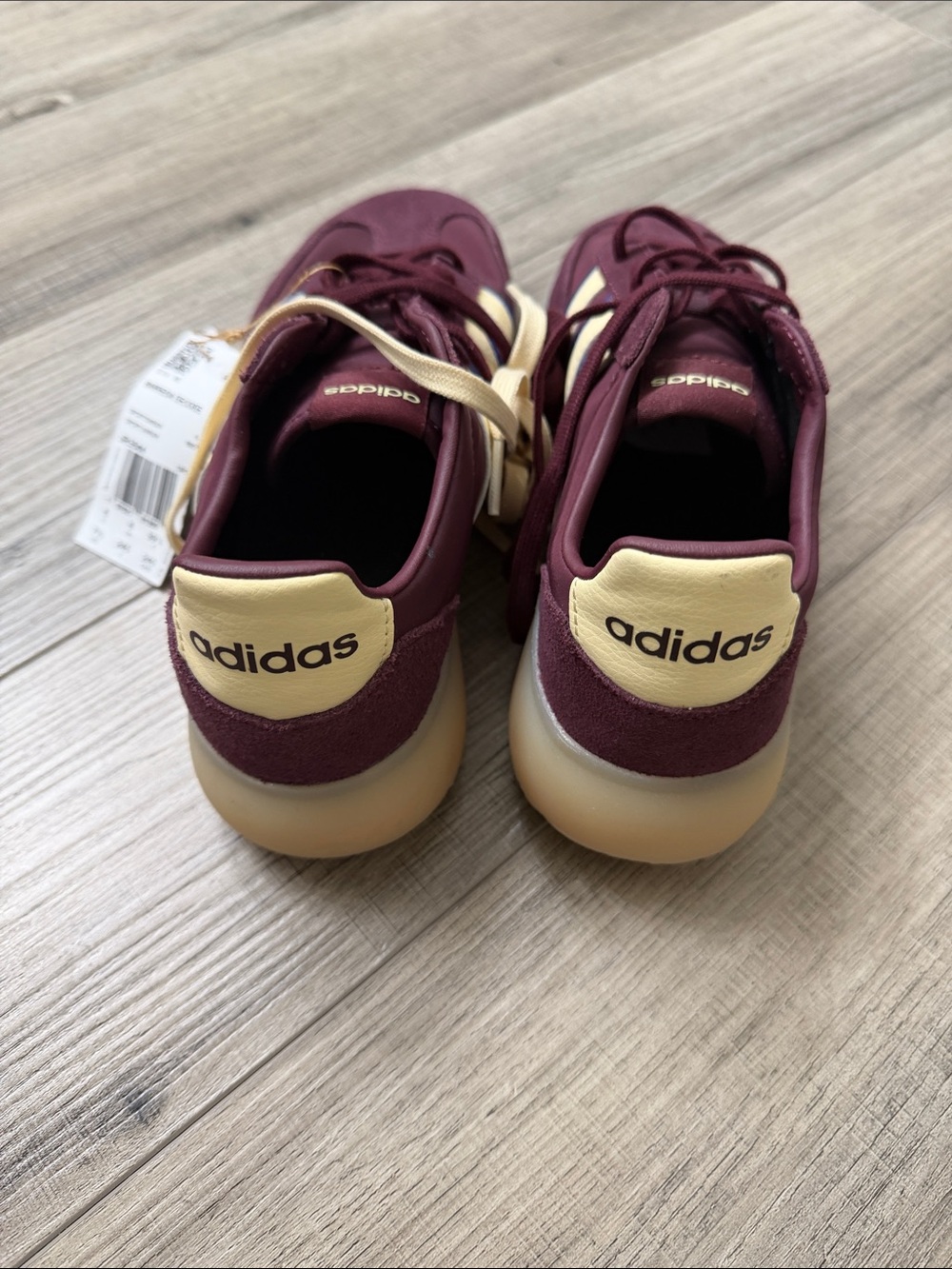 adidas Burgundy and Cream Retro Court Sneakers - Picture 4 of 5